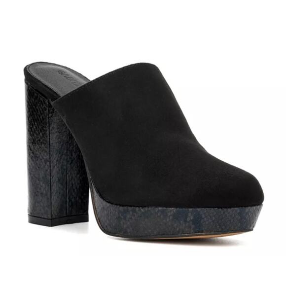 NIB Gabrielle Union Women's Mykayla Platform Slip On‎ Heeled Mule Size 9 Black - Picture 1 of 7